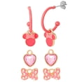 thumbnail image 1 of Disney Minnie Mouse Pink Bow Charm Hoop Earring Set, 3 Charms and 1 Hoop, 1 of 8