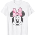 thumbnail image 1 of Disney Minnie Mouse Pink Camo Bow Retro Face Portrait T-Shirt, 1 of 4