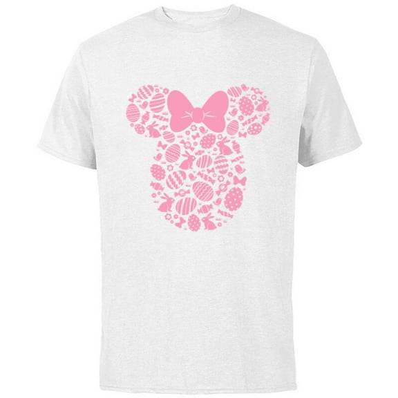 Disney Minnie Mouse Pink Easter - Short Sleeve Cotton T-Shirt for Adults - Customized-White