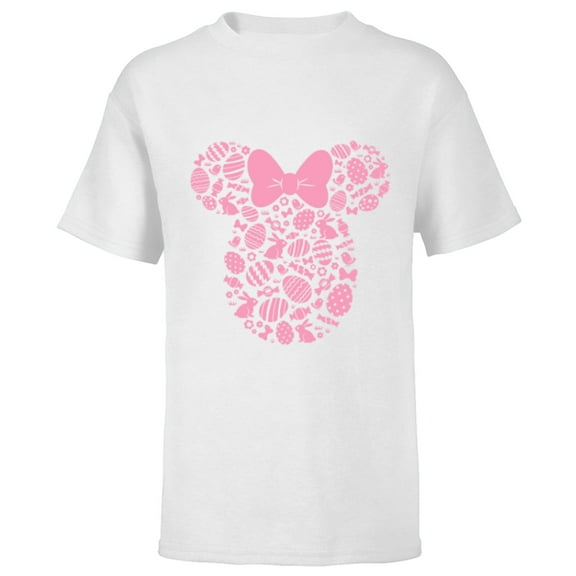 Disney Minnie Mouse Pink Easter - Short Sleeve T-Shirt for Kids - Customized-White