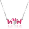thumbnail image 1 of Disney Minnie Mouse Pink Enamel Bow MOM Pendant Necklace - 18'' Chain, 1 of 4