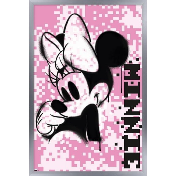Disney Minnie Mouse - Pink Pixels Wall Poster, 22.375" x 34" Framed