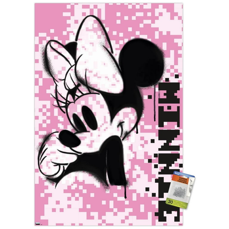 Disney Minnie Mouse - Pink Pixels Wall Poster with Pushpins