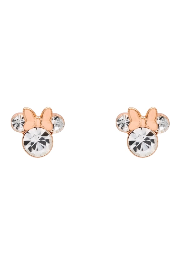 Minnie Mouse Pink Plated Crystal Stud Earrings