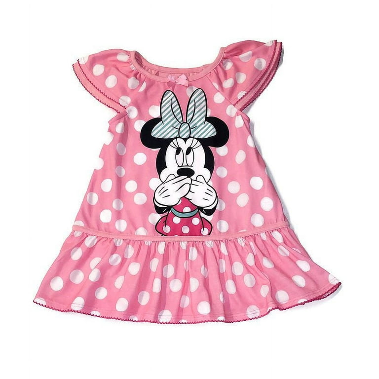Disney Minnie Mouse Pink Polka Dot Toddler Girl s Nightgown Gown Size 2 Walmart