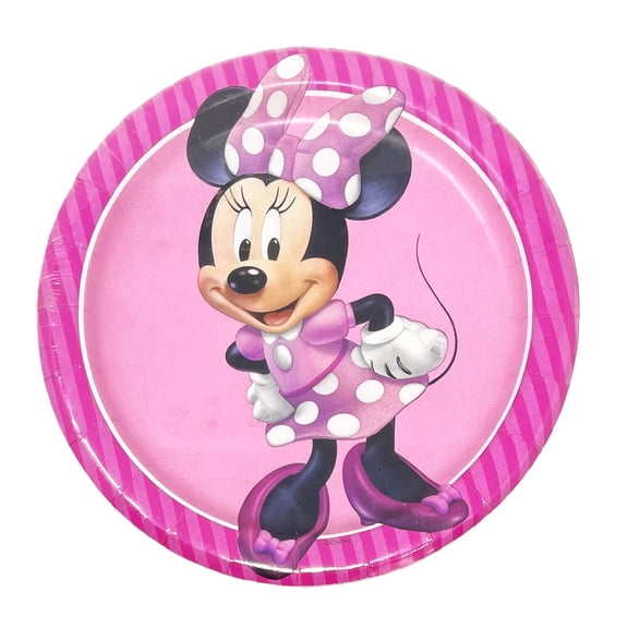 Disney Minnie Mouse Pink Polka Dots Dessert 6-3/4" Party Plates - 2 Packs of 8 - 16 Total