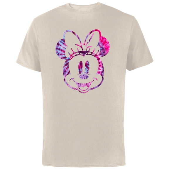 Disney Minnie Mouse Pink Tie Dye - Short Sleeve Cotton T-Shirt for Adults - Customized-Natural