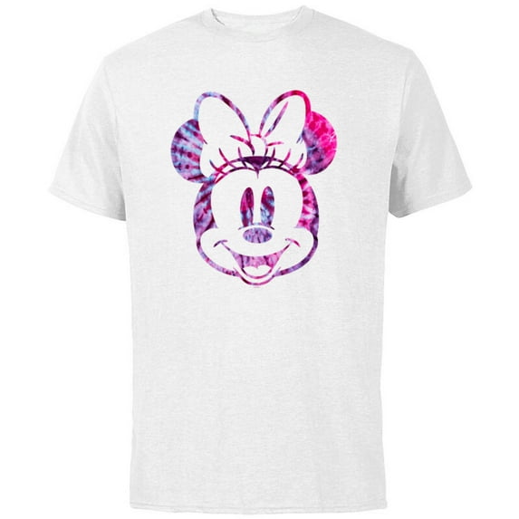 Disney Minnie Mouse Pink Tie Dye - Short Sleeve Cotton T-Shirt for Adults - Customized-White