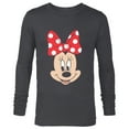 thumbnail image 1 of Disney Minnie Mouse Polka Dot Bow Big Face - Long Sleeve T-Shirt for Men - Customized-Charcoal Heather, 1 of 5