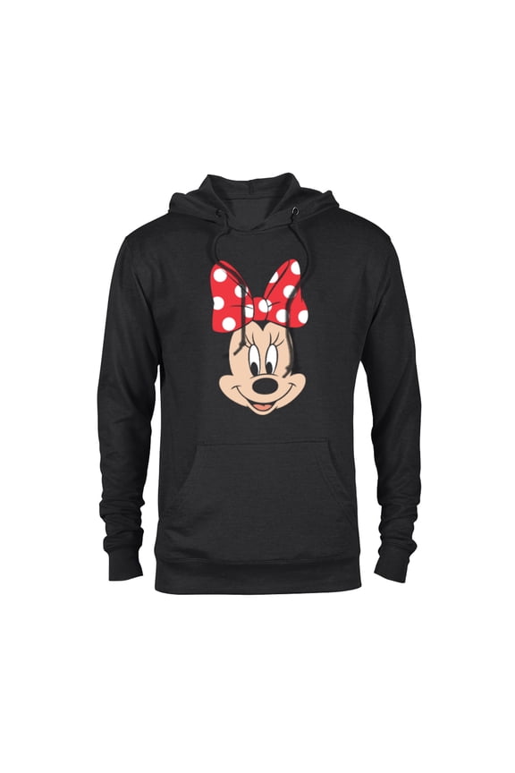 Minnie Mouse Polka Dot Bow Big Face - Pullover Hoodie for Adults - Customized-Black