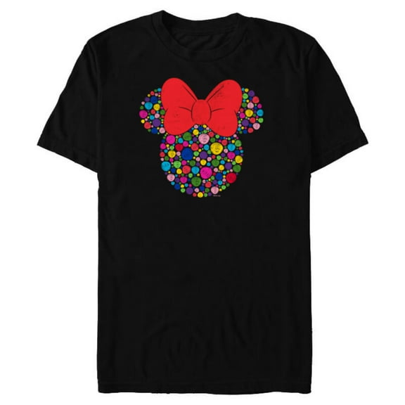Disney Minnie Mouse Polka Dot Day Distressed Doodles Icon - Short Sleeve Blended T-Shirt for Adults - Customized-Black