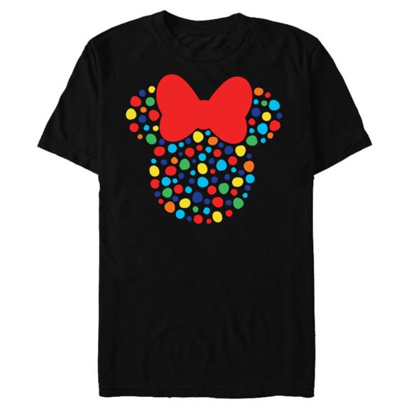 Disney Minnie Mouse Polka Dot Rainbow - Short Sleeve Blended T-Shirt for Adults- Customized-Black