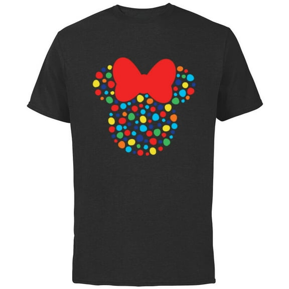 Disney Minnie Mouse Polka Dot Rainbow - Short Sleeve Cotton T-Shirt for Adults- Customized-Black