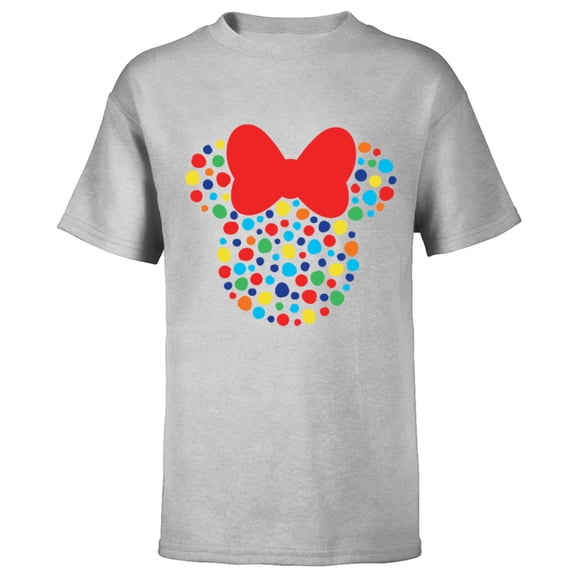 Disney Minnie Mouse Polka Dot Rainbow  - Short Sleeve T-Shirt for Kids- Customized-Athletic Heather