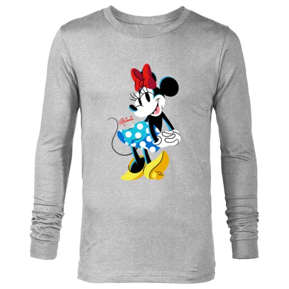 Disney Minnie Mouse Polka-Dot Skirt Cute Retro Vintage Pose - Long Sleeve T-Shirt for Men - Customized-Athletic Heather