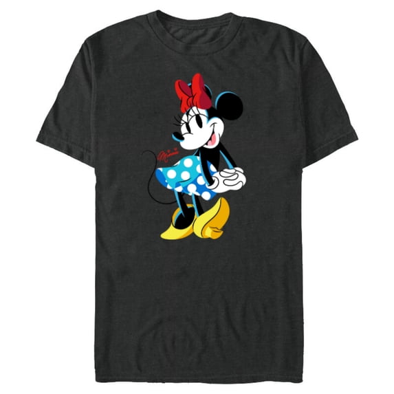 Disney Minnie Mouse Polka-Dot Skirt Cute Retro Vintage Pose - Short Sleeve Blended T-Shirt for Adults - Customized-Dark Heather
