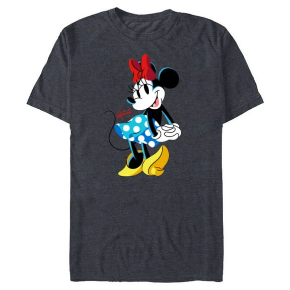 Disney Minnie Mouse Polka-Dot Skirt Cute Retro Vintage Pose - Short Sleeve Blended T-Shirt for Adults - Customized-Navy Heather