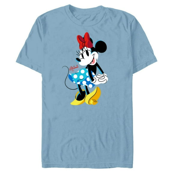 Disney Minnie Mouse Polka-Dot Skirt Cute Retro Vintage Pose - Short Sleeve Blended T-Shirt for Adults - Customized-Ocean Blue