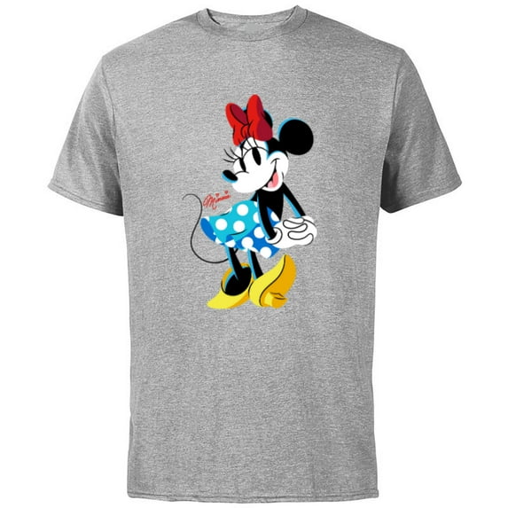 Disney Minnie Mouse Polka-Dot Skirt Cute Retro Vintage Pose - Short Sleeve Cotton T-Shirt for Adults - Customized-Athletic Heather