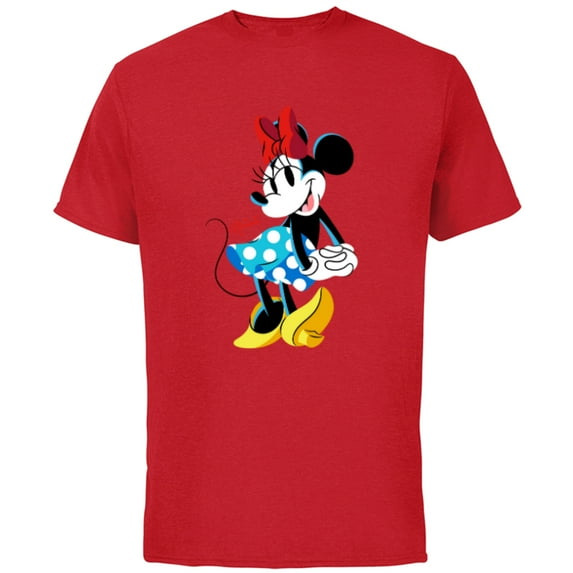 Disney Minnie Mouse Polka-Dot Skirt Cute Retro Vintage Pose - Short Sleeve Cotton T-Shirt for Adults - Customized-Red