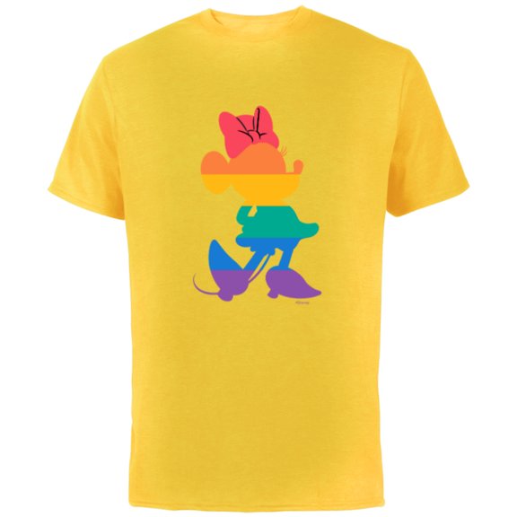 Disney Minnie Mouse Pride Classic Pose Rainbow Icon Fill - Short Sleeve Cotton T-Shirt for Adults - Customized-Yellow