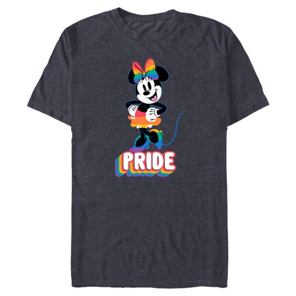 Disney Minnie Mouse Pride Happy Rainbow Fashion - Short Sleeve Blended T-Shirt for Adults - Customized-Navy Heather