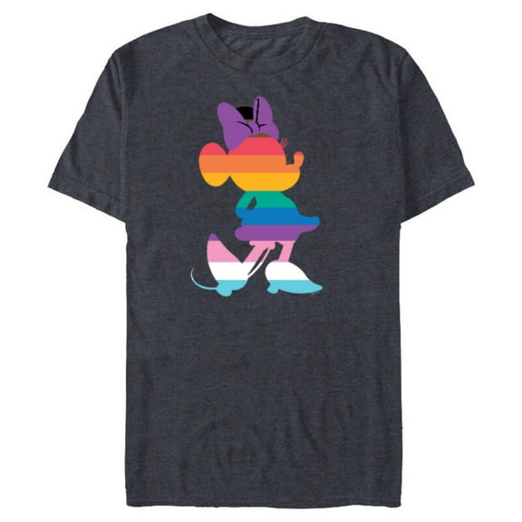 Disney Minnie Mouse Pride Inclusive Pose Rainbow Icon Fill - Short Sleeve Blended T-Shirt for Adults - Customized-Navy Heather