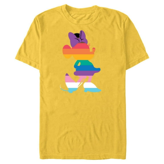 Disney Minnie Mouse Pride Inclusive Pose Rainbow Icon Fill - Short Sleeve Blended T-Shirt for Adults - Customized-Yellow
