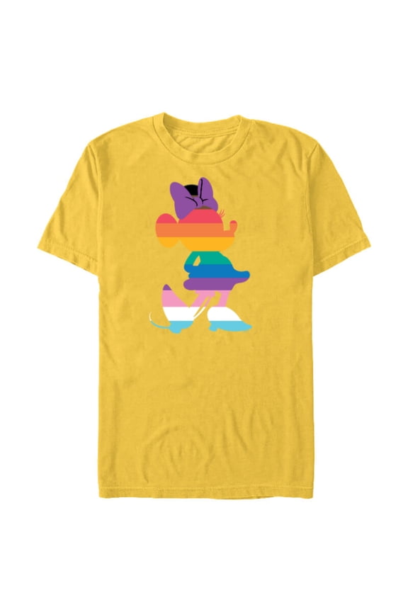 Minnie Mouse Pride Inclusive Pose Rainbow Icon Fill - Short Sleeve Blended T-Shirt for Adults - Customized-Yellow