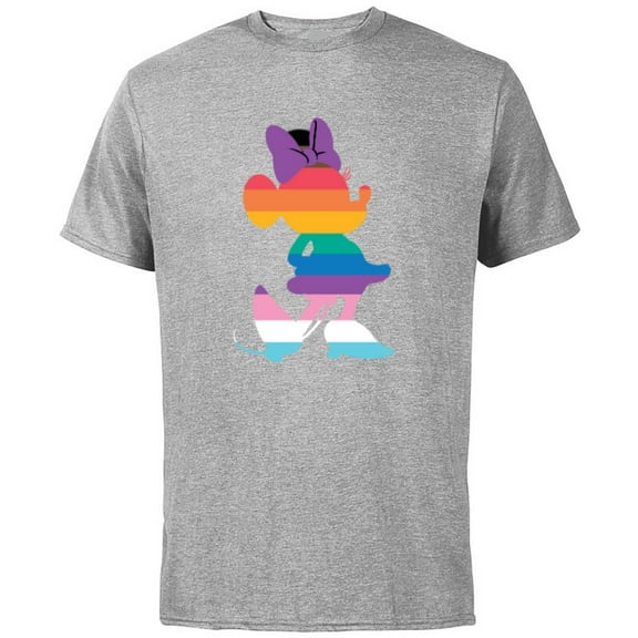 Disney Minnie Mouse Pride Inclusive Pose Rainbow Icon Fill - Short Sleeve Cotton T-Shirt for Adults - Customized-Athletic Heather