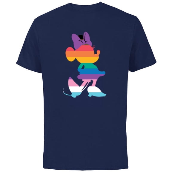 Disney Minnie Mouse Pride Inclusive Pose Rainbow Icon Fill - Short Sleeve Cotton T-Shirt for Adults - Customized-Navy