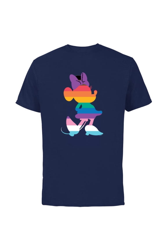 Minnie Mouse Pride Inclusive Pose Rainbow Icon Fill - Short Sleeve Cotton T-Shirt for Adults - Customized-Navy