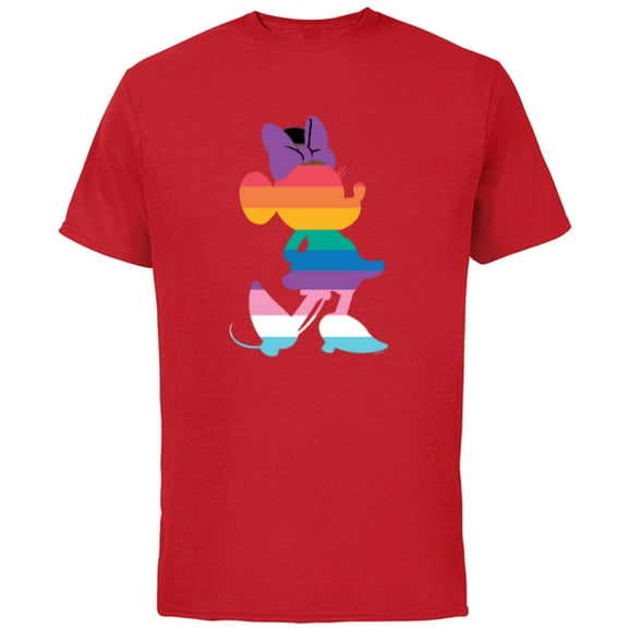 Disney Minnie Mouse Pride Inclusive Pose Rainbow Icon Fill - Short Sleeve Cotton T-Shirt for Adults - Customized-Red