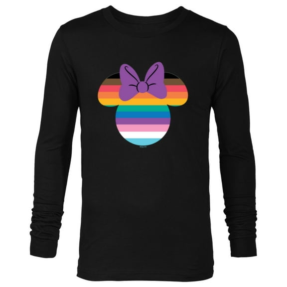 Disney Minnie Mouse Pride Inclusive Rainbow Head Icon Fill - Long Sleeve T-Shirt for Men - Customized-Black