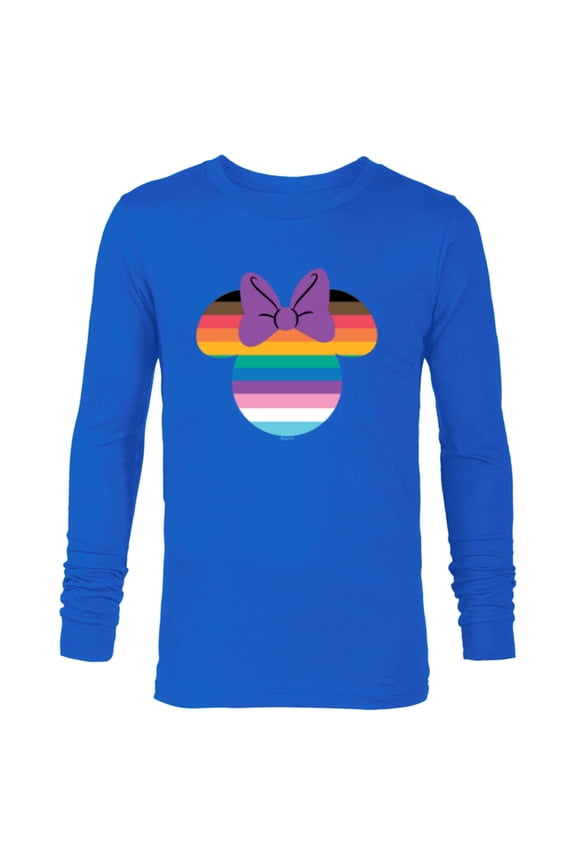 Minnie Mouse Pride Inclusive Rainbow Head Icon Fill - Long Sleeve T-Shirt for Men - Customized-Navy