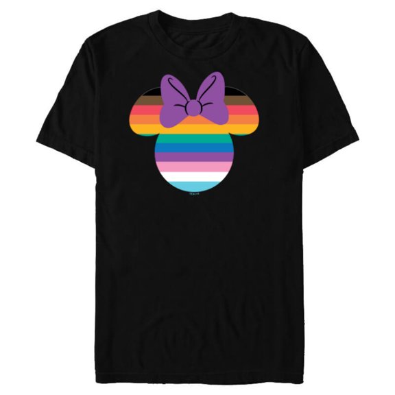 Disney Minnie Mouse Pride Inclusive Rainbow Head Icon Fill - Short Sleeve Blended T-Shirt for Adults - Customized-Black