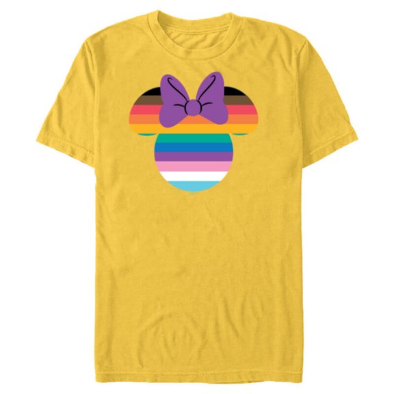 Disney Minnie Mouse Pride Inclusive Rainbow Head Icon Fill - Short Sleeve Blended T-Shirt for Adults - Customized-Yellow