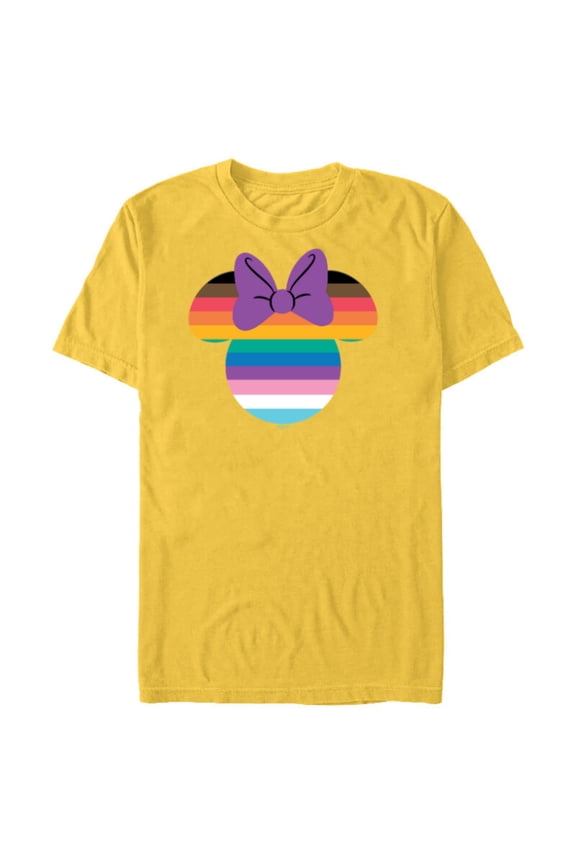 Minnie Mouse Pride Inclusive Rainbow Head Icon Fill - Short Sleeve Blended T-Shirt for Adults - Customized-Yellow