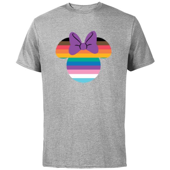 Disney Minnie Mouse Pride Inclusive Rainbow Head Icon Fill - Short Sleeve Cotton T-Shirt for Adults - Customized-Athletic Heather