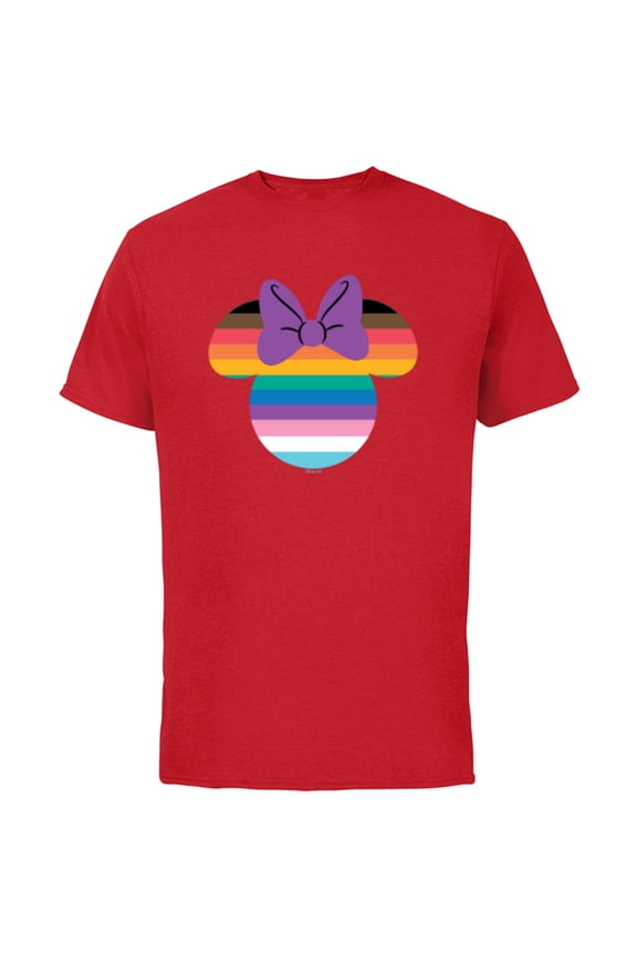 Minnie Mouse Pride Inclusive Rainbow Head Icon Fill - Short Sleeve Cotton T-Shirt for Adults - Customized-Red