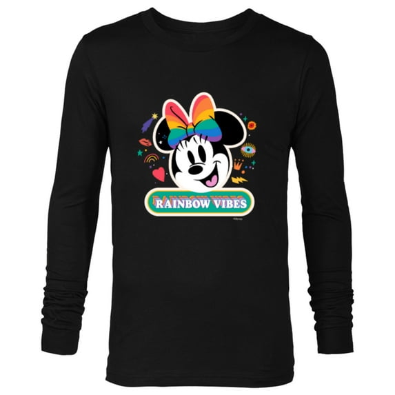 Disney Minnie Mouse Pride Rainbow Vibes Doodles - Long Sleeve T-Shirt for Men - Customized-Black