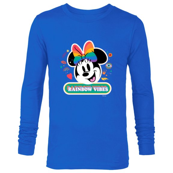 Disney Minnie Mouse Pride Rainbow Vibes Doodles - Long Sleeve T-Shirt for Men - Customized-Navy