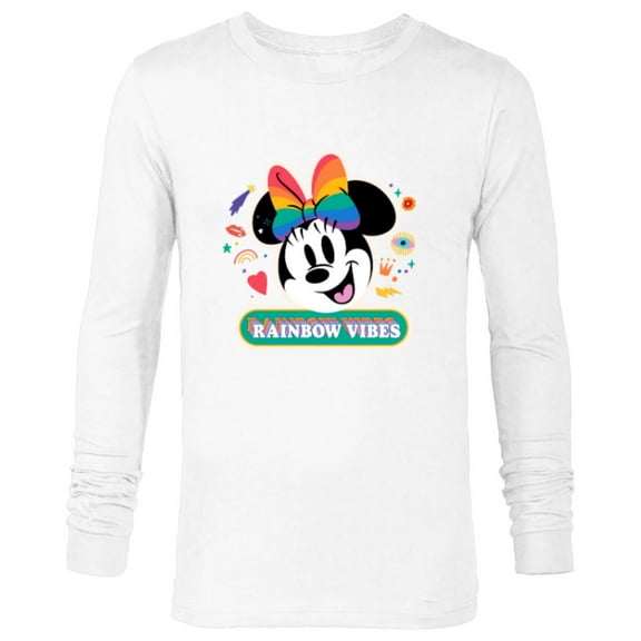 Disney Minnie Mouse Pride Rainbow Vibes Doodles - Long Sleeve T-Shirt for Men - Customized-White