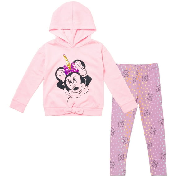 Disney Minnie Mouse Pullover Fleece Hoodie and Leggings Outfit Set Little Kid to Big Kid