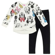 Disney Minnie Mouse Little Girls' 2-Piece Fleece Sweatshirt and Leggings Set Mickey Friends Black