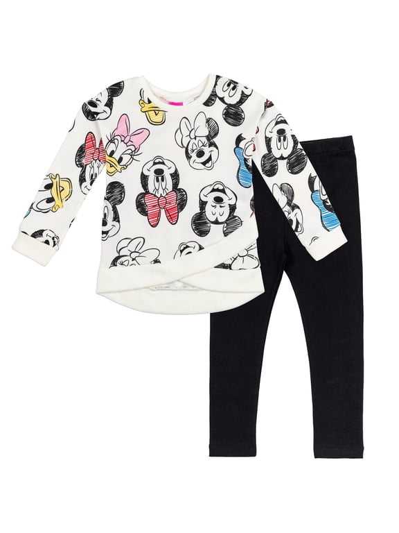 Minnie Mouse Big Girls' Fleece Sweatshirt and Tulle Leggings Set Mickey Friends Black