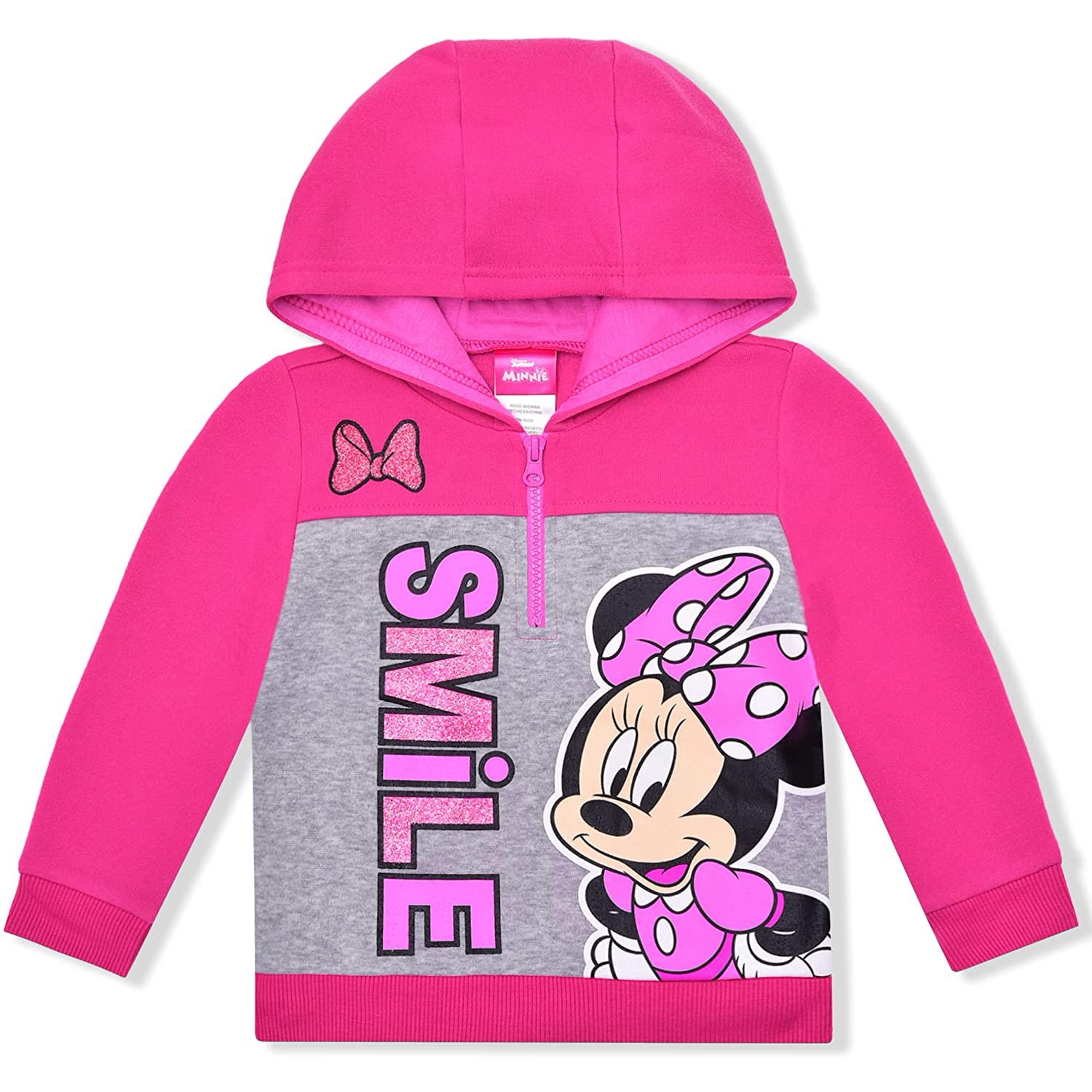 Disney Minnie Mouse Pullover Half-Zip Fleece Hoodie for Girls - Walmart.com