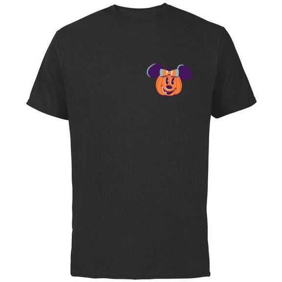 Disney Minnie Mouse Pumpkin Jack-O’-Lantern Halloween - Short Sleeve Cotton T-Shirt for Adults - Customized-Black