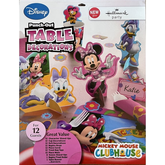 Disney Minnie Mouse Punch Out Table Decorations for 12 Guests including 92 Pieces