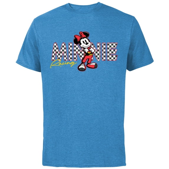 Disney Minnie Mouse Racing Mickey & Friends Race Car Drivers - Short Sleeve Cotton T-Shirt for Adults - Customized-Light Blue